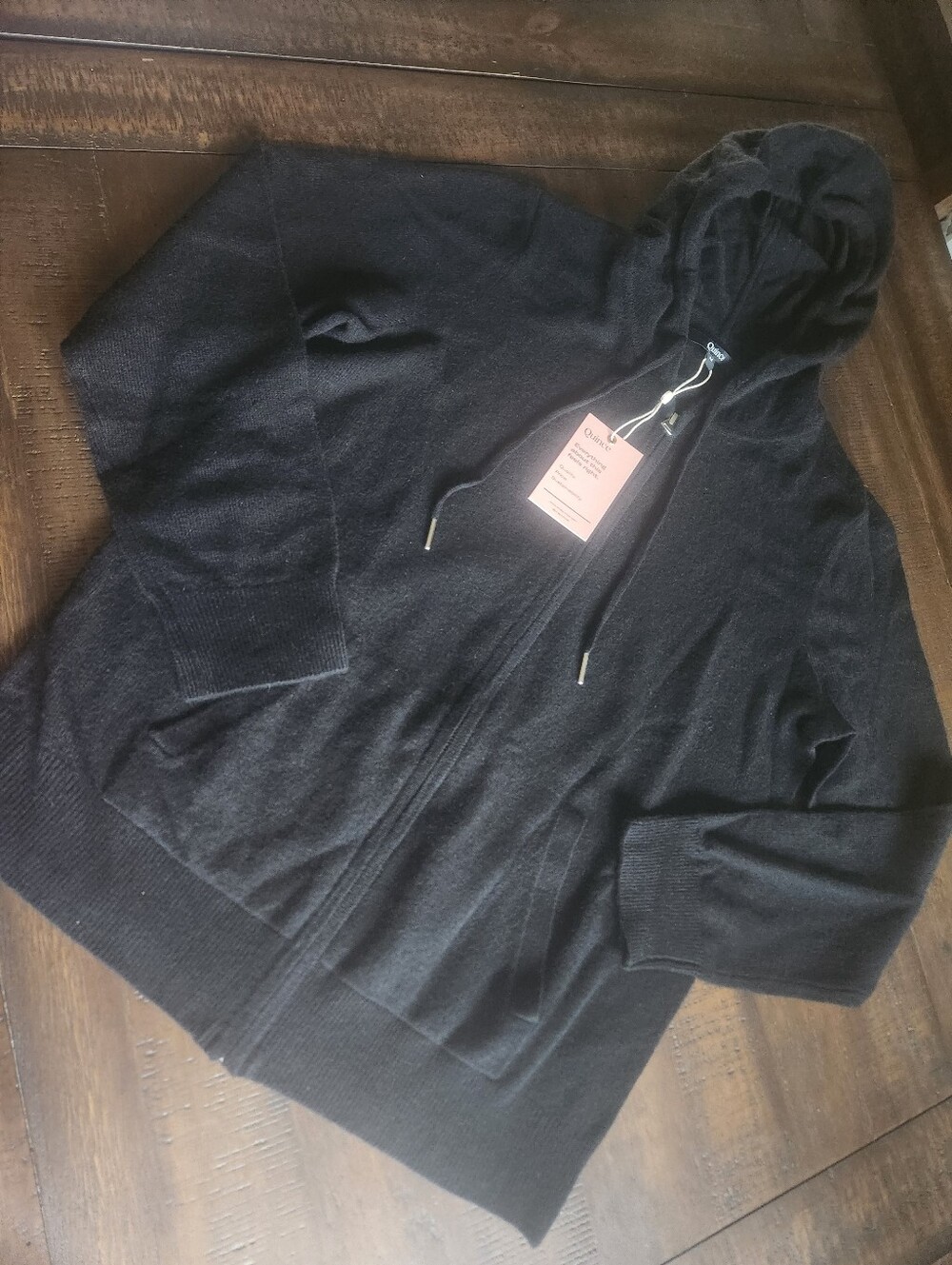 Men's Black Quince Cashmere Hooded Zip Up Med